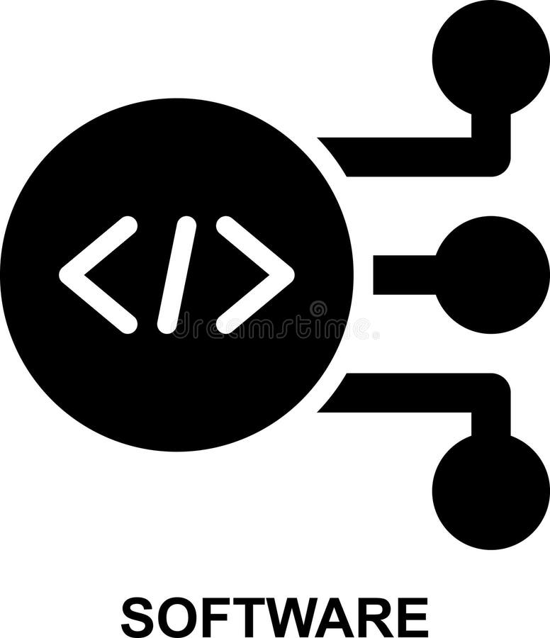 Software, application, program, system, programming, coding solid glyph icon. For web mobile app presentation printing. Coding program vectors