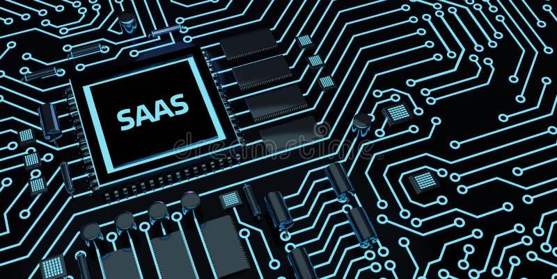Software as a Service SaaS. Software concept. Business, modern technology, internet and networking concept. Microchip vector illustration