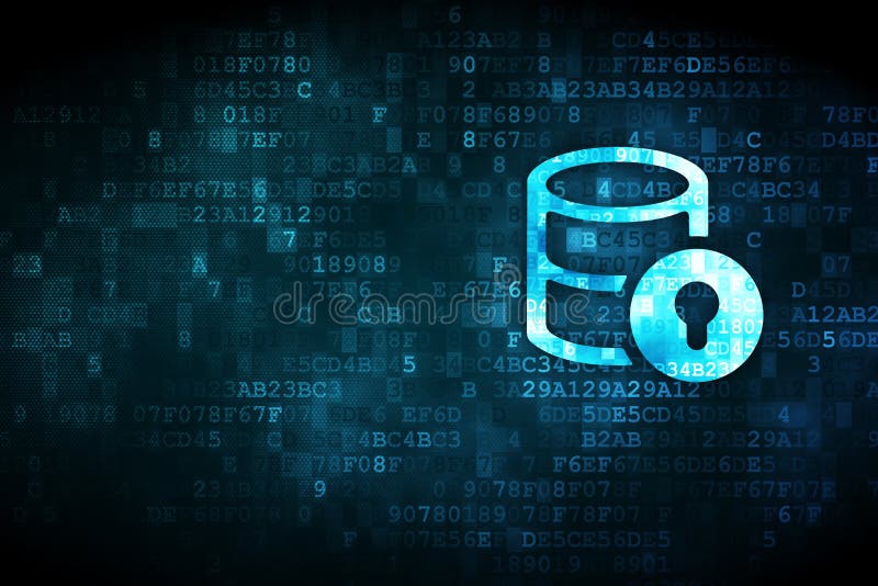 Software Concept Database with Lock on Digital Background Stock Illustration Illustration of