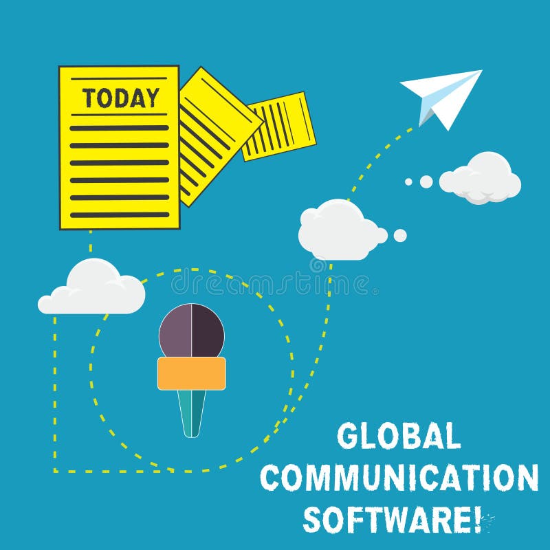 Software de comunicação global do texto da escrita Conceito que significa maneiras de conectar a exibição através da informação g ilustração stock Software de comunicação global do texto da escrita Conceito que significa maneiras de conectar a exibição através da informação g ilustração stock