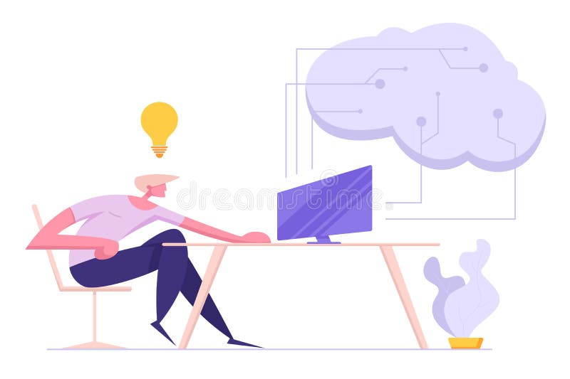 软件开发者编码. 人工智能数字心理概念 库存例证