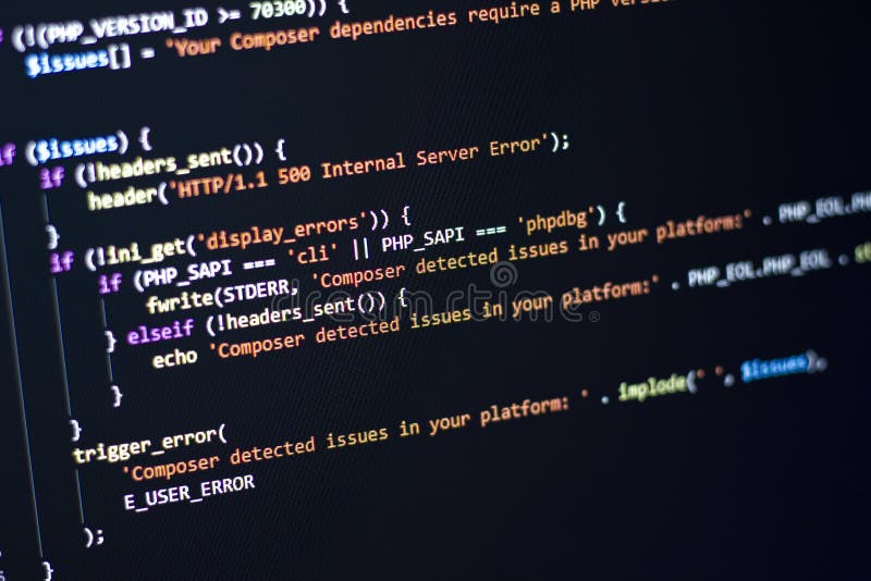 The software developer does the php coding. The programmer is doing web backend coding. With selective focus. Javascript php code programming language stock images, royalty-free photos and pictures
