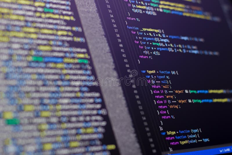 The software developer is doing php coding stock image