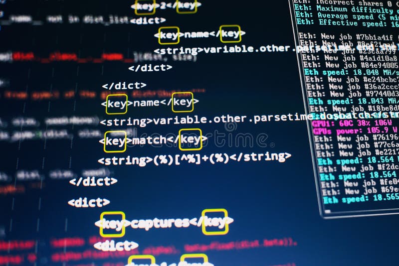 Developer Text Written on Programming Code Abstract Technology ...