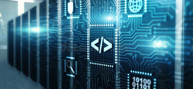 Software developer programming code. Program development concept. Software developer programming code illustrations