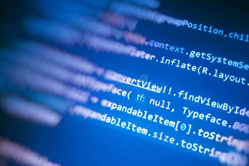 Software developer programming code. Programming code screen of software. Developer. Source code script stock images, royalty-free photos and pictures