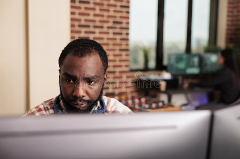 Software developer programs cloud computing data stock images