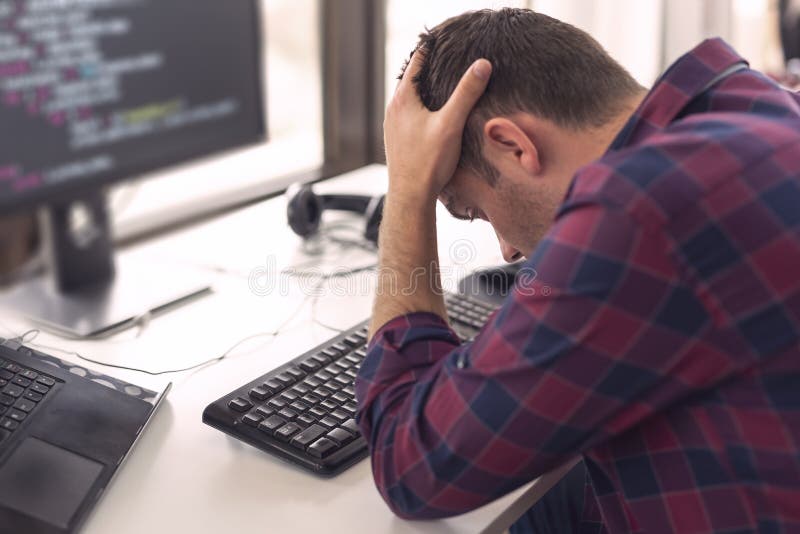 Software developer stressed out stock images