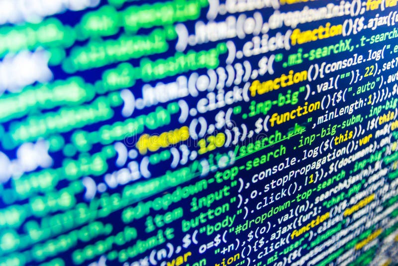 Programming code abstract screen software developer. Computer script. Developer analyzing code illustrations