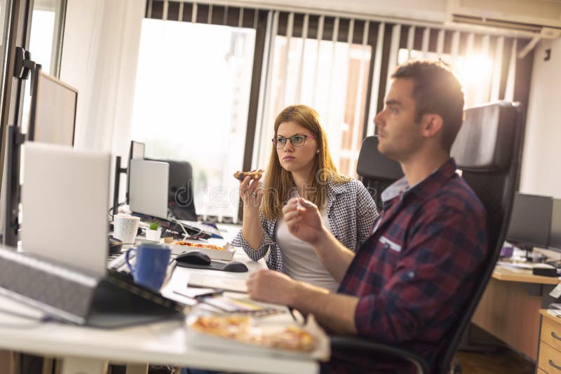 Software developers taking a lunch break royalty free stock photos