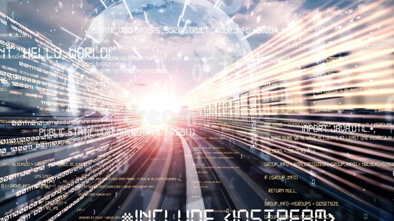 Software development, application programming code and tacit computer coding. Concept of smart digital transformation and technology disruption that changes global trends in new information era. Javascript programming code video