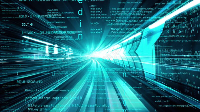 Software development, application programming code and tacit computer coding. Concept of smart digital transformation and technology disruption that changes global trends in new information era. Javascript programming code video