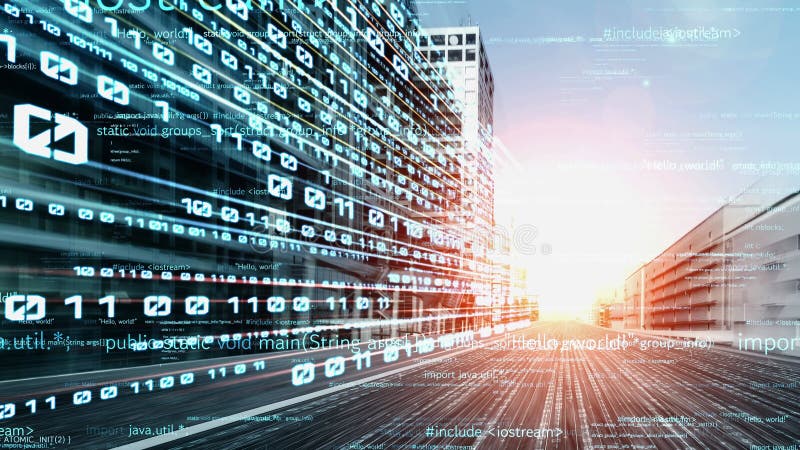 Software development, application programming code and tacit computer coding. Concept of smart digital transformation and technology disruption that changes global trends in new information era. Javascript programming code video