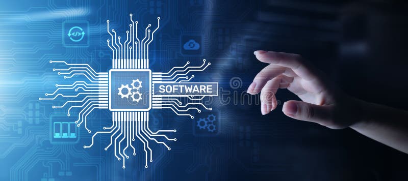 Software development and business process automation, internet and technology concept on virtual screen. royalty free stock photo