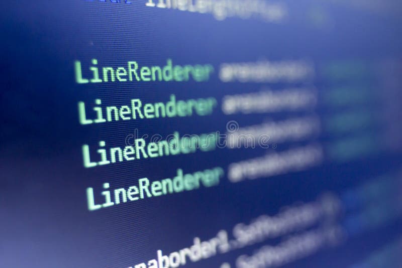 Software development C-Sharp C ,. NET code close up. Macro shot of game developer screen stock images