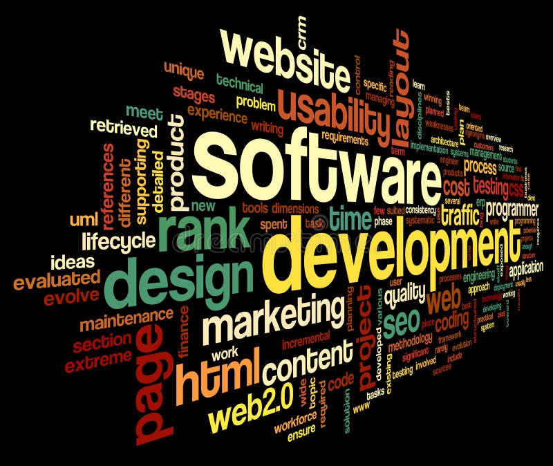 Software development concept in tag cloud royalty free illustration