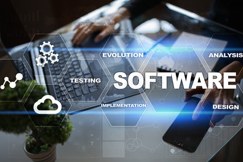 Software development. Data Digital Programs System Technology Concept.