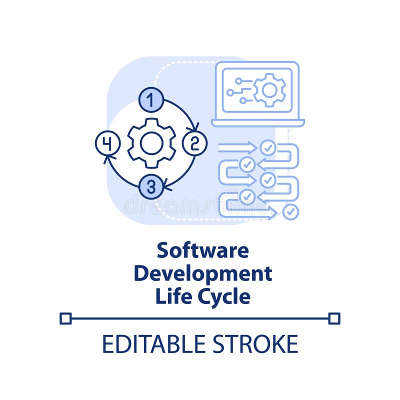 Software development life cycle light blue concept icon stock illustration