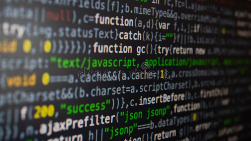 Software Development. Programmer Coding on the Computer Monitor. Close ...