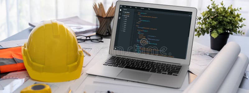 Software development programming on computer screen for brisk application and program coding иллюстрация вектора