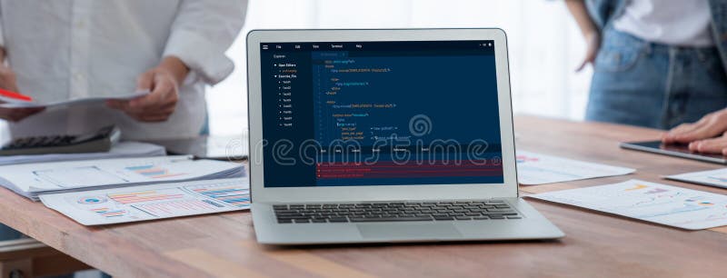 Software development programming on computer screen for brisk application. And program coding. Coding program code stock images, royalty-free photos and pictures