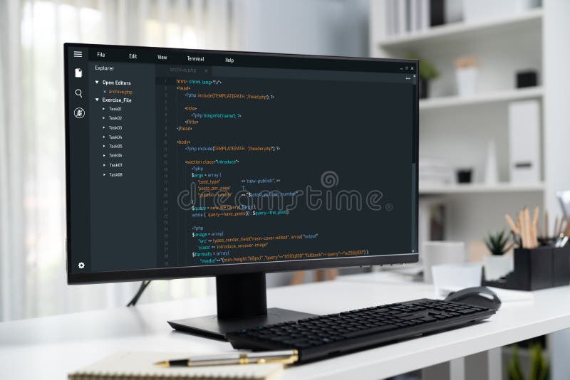Software development programming on computer screen for brisk application. And program coding. Coding program code stock images, royalty-free photos and pictures