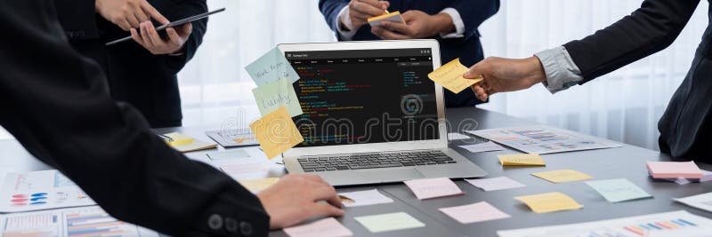 Software development programming on computer screen for brisk application. And program coding. Programmer coding program code stock images, royalty-free photos and pictures