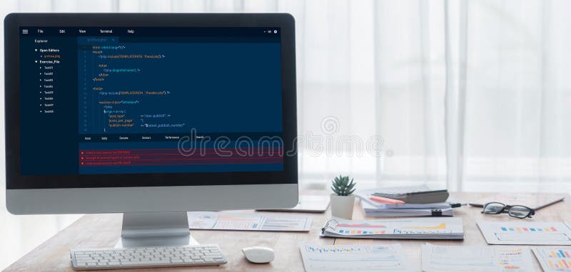 Software development programming on computer screen for brisk application. And program coding. Coding software development programming program code stock images, royalty-free photos and pictures
