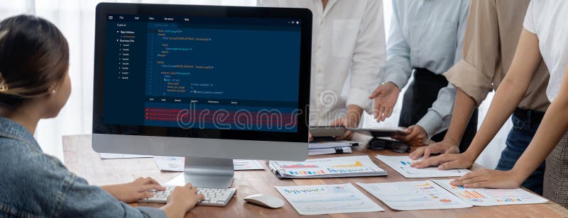 Software development programming on computer screen for brisk application. And program coding. Coding software development programming program code stock images, royalty-free photos and pictures