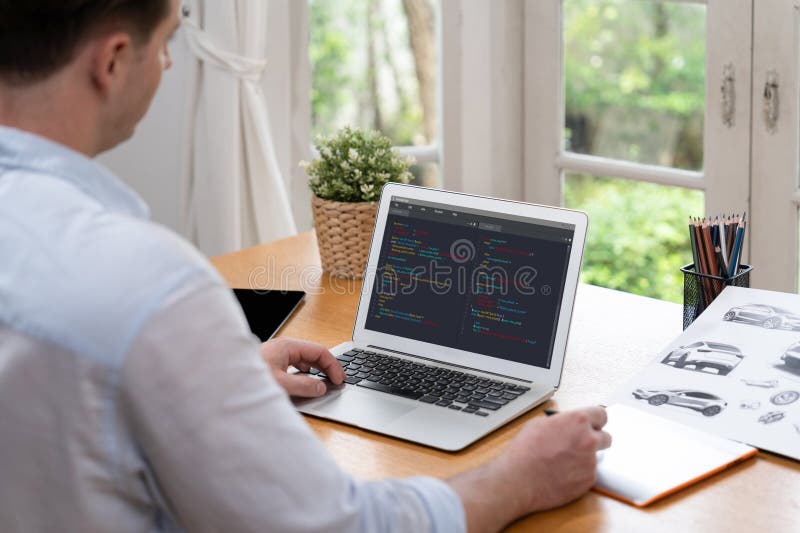 Software development programming on computer screen for brisk application and program coding software development programming on стоковое изображение