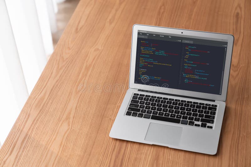 Software development programming on computer screen for modish application. And program coding. Programmer coding program code stock images, royalty-free photos and pictures