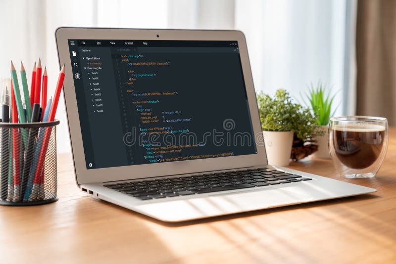 Software development programming on computer screen for modish application. And program coding. Coding program code stock images, royalty-free photos and pictures