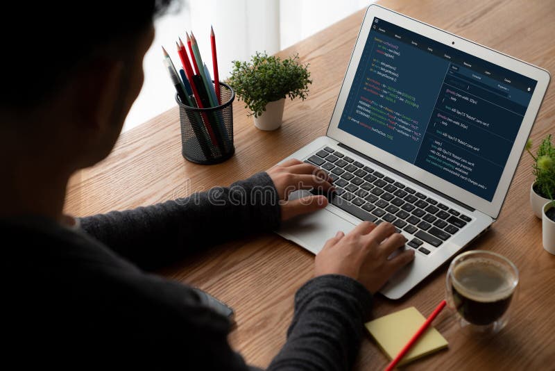Software development programming on computer screen for modish application. And program coding. Coding program code stock images, royalty-free photos and pictures