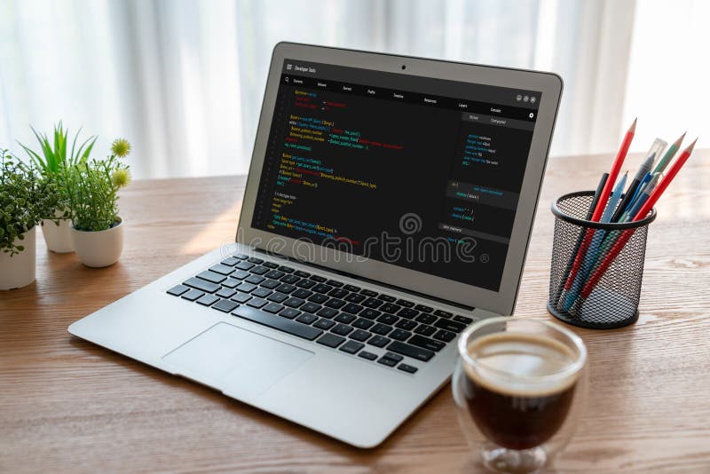 Software development programming on computer screen for modish application. And program coding. Coding program code stock images, royalty-free photos and pictures