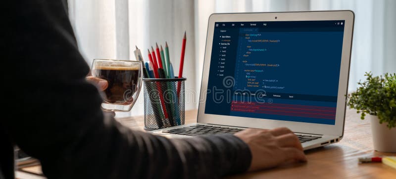 Software development programming on computer screen for modish application. And program coding. Coding program code stock images, royalty-free photos and pictures