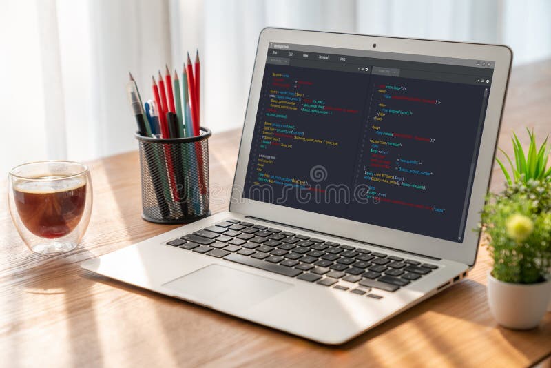 Software development programming on computer screen for modish application. And program coding. Coding software development programming program code stock images, royalty-free photos and pictures