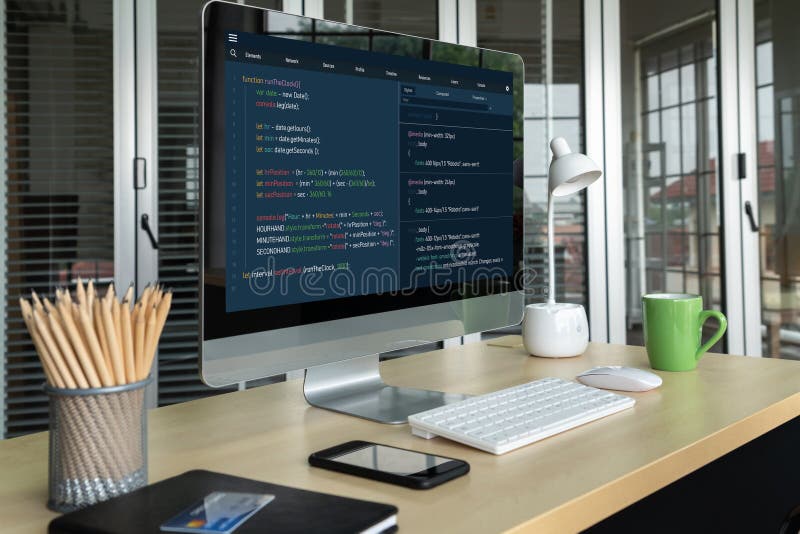 Software development programming on computer screen for modish application. And program coding. Development code programming script stock images, royalty-free photos and pictures