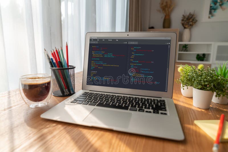 Software development programming on computer screen for modish application. And program coding. Coding program code stock images, royalty-free photos and pictures