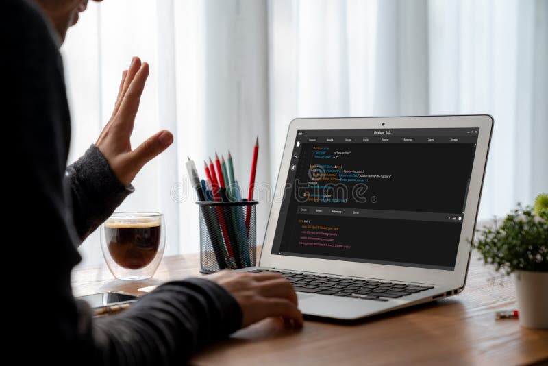 Software development programming on computer screen for modish application and program coding. Programming coding script java stock images, royalty-free photos and pictures