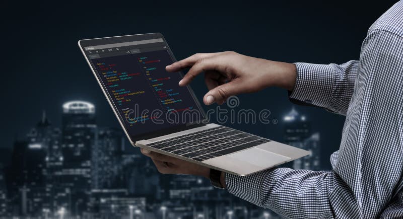 Software development programming on computer screen for modish application. And program coding. Coding software development programming program code stock images, royalty-free photos and pictures