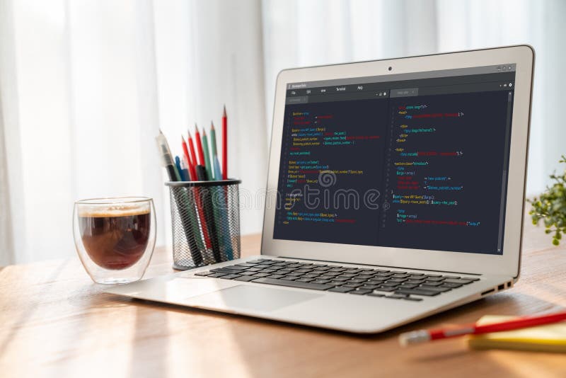 Software development programming on computer screen for modish application and program coding. Programming coding script java stock images, royalty-free photos and pictures