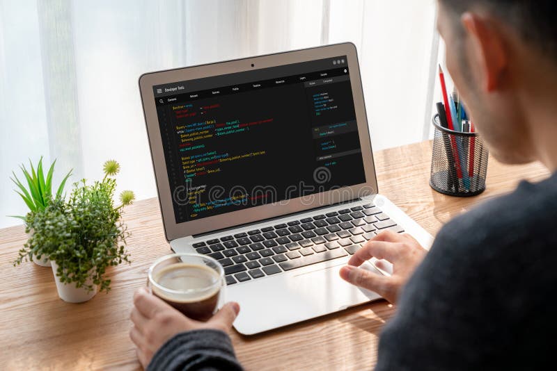 Software development programming on computer screen for modish application. And program coding. Coding software development programming program code stock images, royalty-free photos and pictures