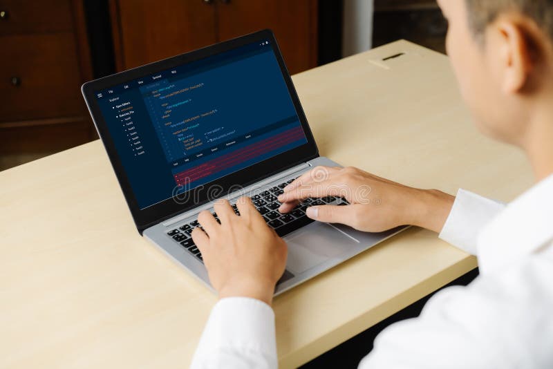 Software development programming on computer screen for modish application. And program coding. Coding software development programming program code stock images, royalty-free photos and pictures