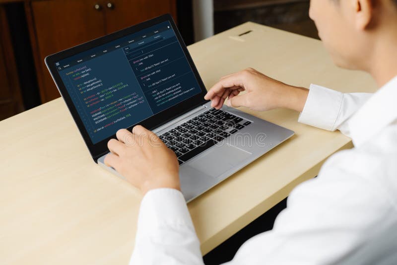 Software development programming on computer screen for modish application. And program coding. Coding software development programming program code stock images, royalty-free photos and pictures