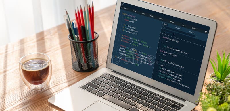 Software development programming on computer screen for modish application. And program coding. Coding software development programming program code stock images, royalty-free photos and pictures