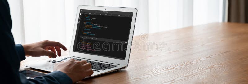 Software development programming on computer screen for modish application. And program coding. Programming coding script java stock images, royalty-free photos and pictures