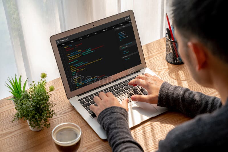 Software development programming on computer screen for modish application. And program coding. Coding software development programming program code stock images, royalty-free photos and pictures