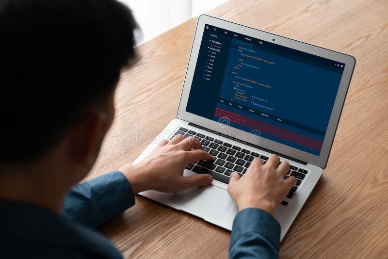 Software development programming on computer screen for modish application. And program coding. Coding software development programming program code stock images, royalty-free photos and pictures
