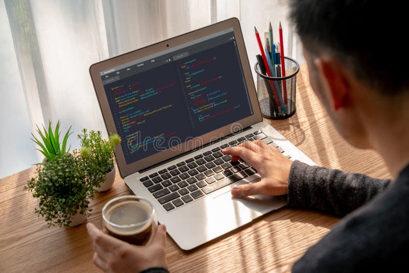 Software development programming on computer screen for modish application. And program coding. Coding program code stock images, royalty-free photos and pictures