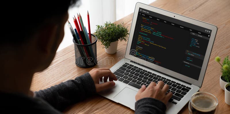 Software development programming on computer screen for modish application. And program coding. Coding software development programming program code stock images, royalty-free photos and pictures